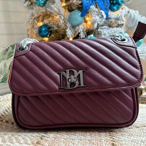NWT Badgley Mischka Quilted Plum Crossbody Bag